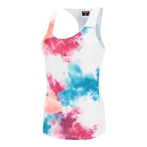 Macron run start scc gaenor tank print wht printed/ncor wmn, canotta donna, bianco-corallo, l