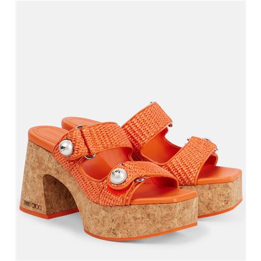 Jimmy Choo mules fayence 95 in rafia con plateau