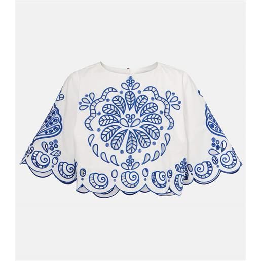 Farm Rio top cropped in cotone con ricamo