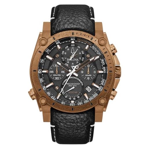 Bulova Orologio Cronografo Uomo 98B355, Cinturino In Pelle, Cassa 44 Mm, 3 Bar - 4