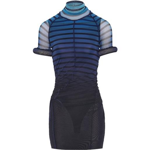 Jean Paul Gaultier abito corto in rete a righe - nero