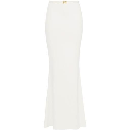 Elisabetta Franchi gonna lunga in crêpe con cintura - bianco