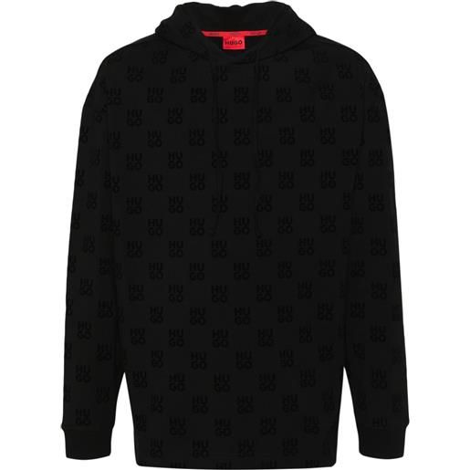 HUGO felpa con logo jacquard - nero