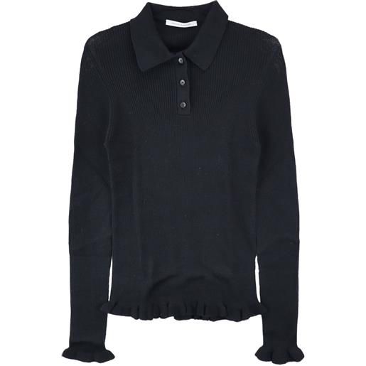 Cecilie Bahnsen polo a coste con ruches - nero