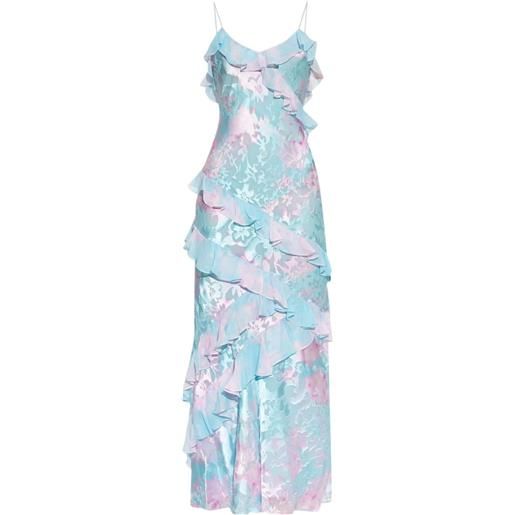 LoveShackFancy abito lungo con ruches - blu