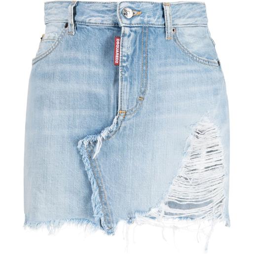 DSQUARED2 minigonna denim con effetto vissuto - blu