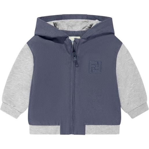 Fendi Kids felpa con cappuccio in misto cotone - blu