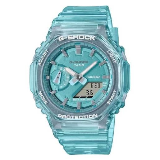 Casio orologio quarzo unisex, misura cassa 42.80mm con quadrante blu analogico e cinturino blu in plastic/resin bracelet gma-s2100sk-2aer