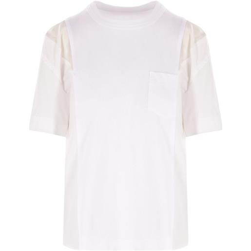 sacai t-shirt con design a inserti - bianco