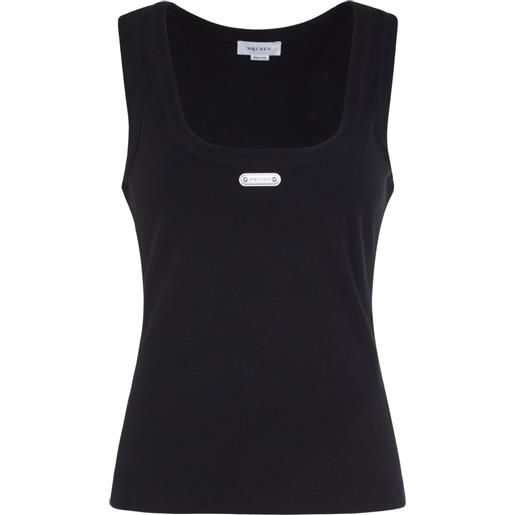 Alexander McQueen top in cotone elasticizzato - nero