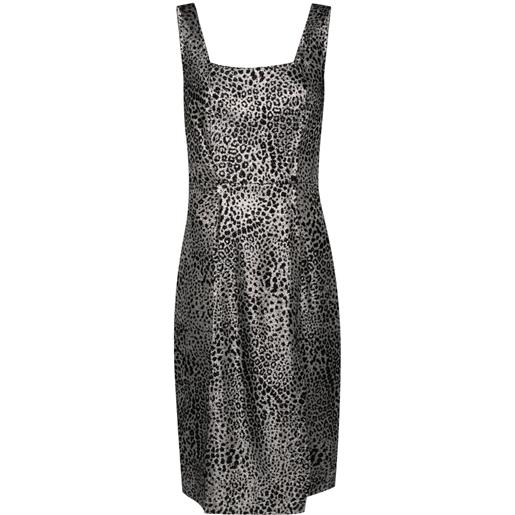 Genny abito midi animalier jacquard - argento