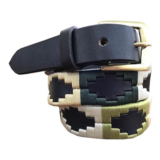 CARLOS DIAZ cintura per ragazzi ragazze bambini premium unisex in pelle marrone ricamata designer polo (60 cm/ 22-24 inches)