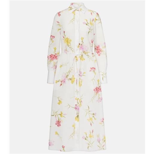 Erdem abito chemisier in seersucker di cotone con stampa floreale
