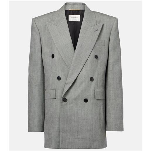 Saint Laurent blazer doppiopetto in twill di lana