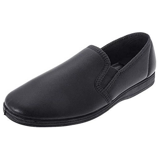 Sleepers pantofole uomo pelle softie hadley doppio tassello con suola in gomma, ms414, nero