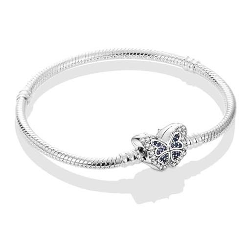 QIKAOLA s925 bracciali in argento sterling per pandora charms moments bracciali con catena a serpente per le donne