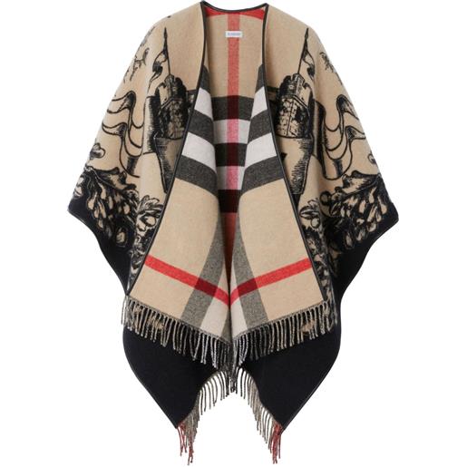 Burberry mantella equestrian knight in lana - toni neutri