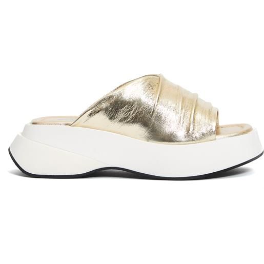 ELENA IACHI ciabatta zeppa in pelle platino