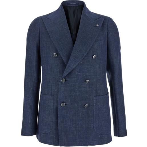 Tagliatore blazer con spilla - blu