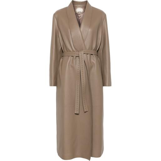 FENDI cappotto in pelle - marrone