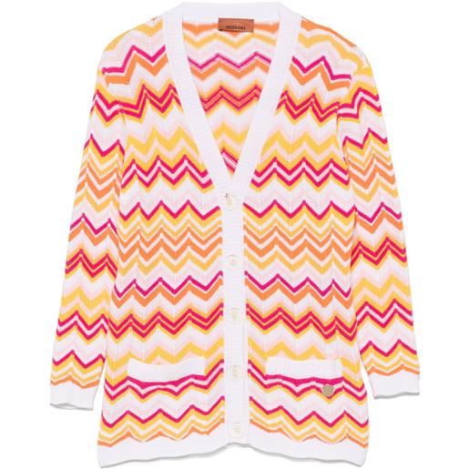 Missoni Kids cardigan con motivo a zigzag - bianco