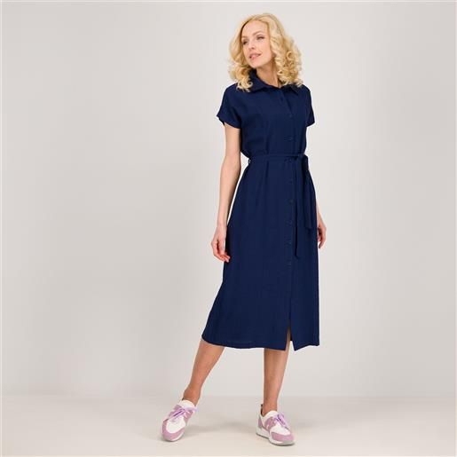 Officina della Moda abito chemisier con maniche corte in tessuto fiammato