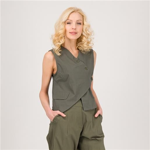 Lucrezia sciortino gilet asimmetrico in tessuto super-stretch