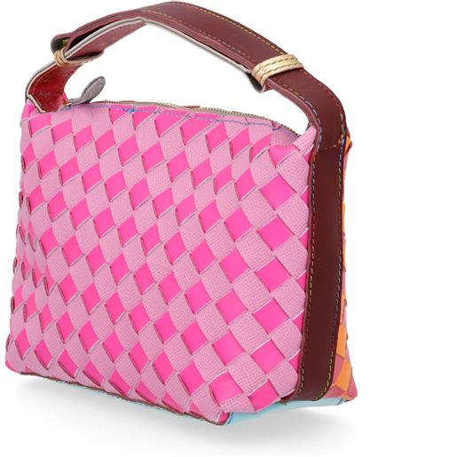 Ebarrito borsa a mano in pelle patchwork con manico regolabile