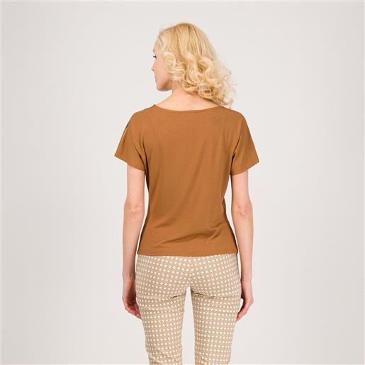 Officina della Moda t-shirt scollo tondo in jersey laminato davanti