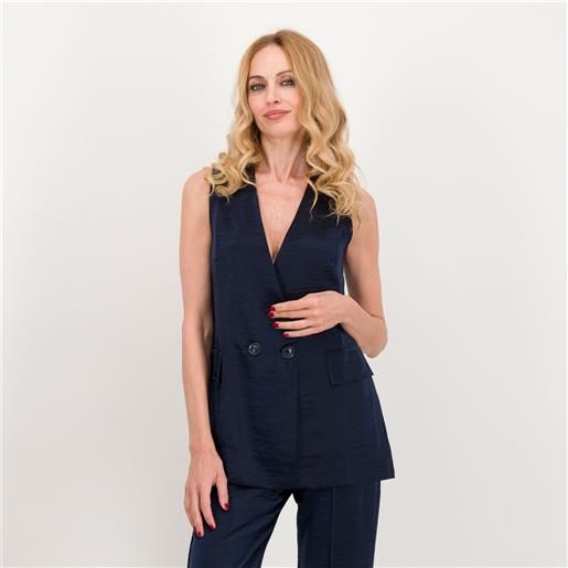 Mama m'ama gilet lungo doppiopetto con scollo a v