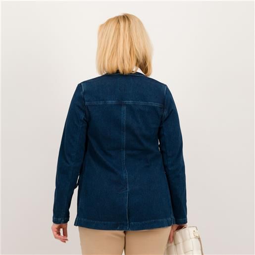 Isaac Mizrahi Live! isaac mizrahi live blazer in denim con tasche laterali e bottoni