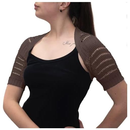 FANTASIE TERRENE coprispalle estivo traforato in lino, manica corta. Made in italy. Colore bianco