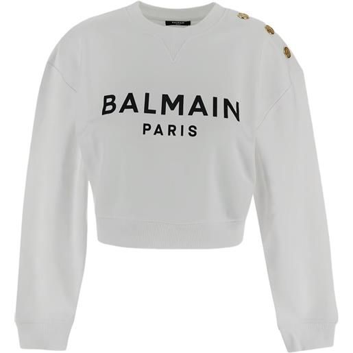 Balmain felpa con stampa logo - bianco
