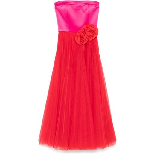 Parlor abito da sera con applicazione a fiori - rosso