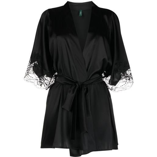 Fleur Of England vestaglia con bordi di pizzo - nero