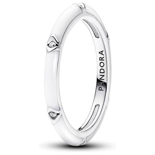 PANDORA me anello in argento sterling con zirconia cubica trasparente e smalto bianco, 60