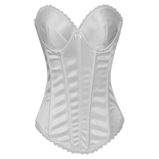 Generic abito da sposa corsetto da sposa in pizzo con tracolla sottile regolabile da donna plus size corsetto, bianco, xl