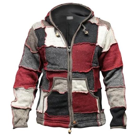 SHOPOHOLIC FASHION Giacca Pullover in Pile Patchwork da Uomo, S