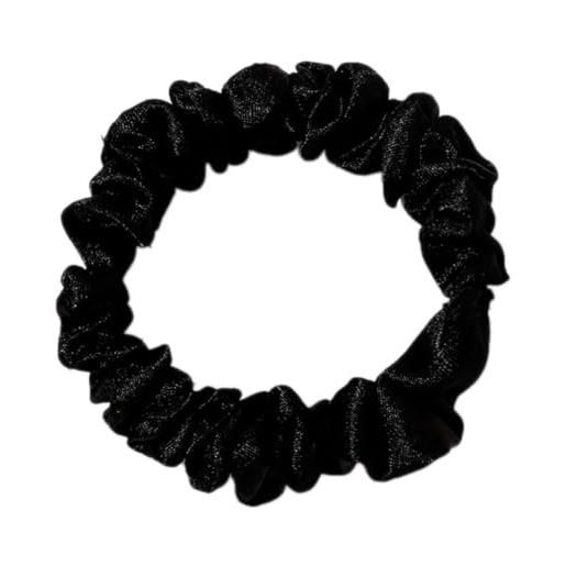 Anevous 20 elastici per capelli sottili, in raso, elastici per capelli morbidi, piccoli scrunchie, per capelli per donne e ragazze, colore nero
