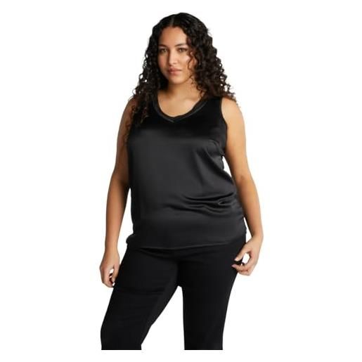 FIORELLA RUBINO: top in due tessuti con scollo a v curvy size nero stagione primavera estate 2025. 