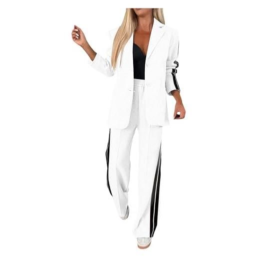 NaLatia completo donna elegante pantalone giacche due pezzi plus size estivo tailleur blazer casuale chic ufficio e lavoro completo donna causal tuta elastici in vita maniche lunghe taglia forti