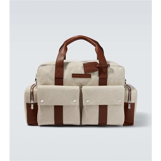 Brunello Cucinelli borsa da viaggio in canvas con pelle