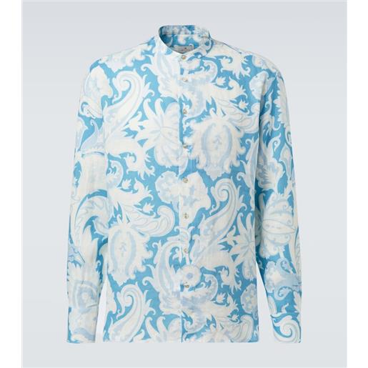 Etro camicia in lino con stampa floreale