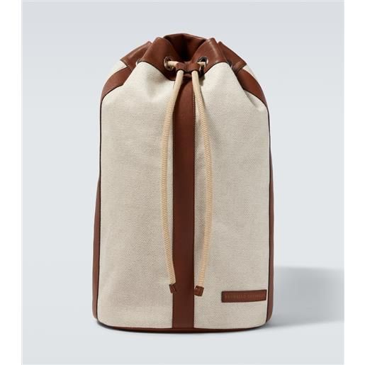 Brunello Cucinelli zaino in canvas con pelle