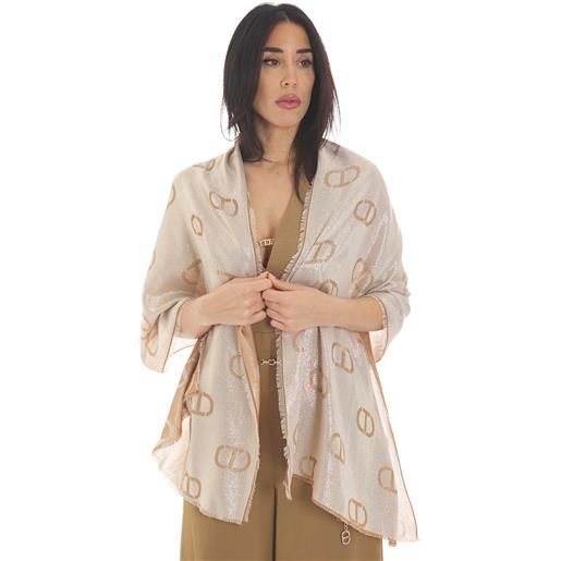 TWINSET sciarpa TWINSET logata con lurex, colore cammello