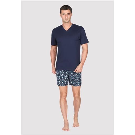 JULIPET pigiama corto scollo a v in leggerissimo jersey 100% cotone, fantasia tennis