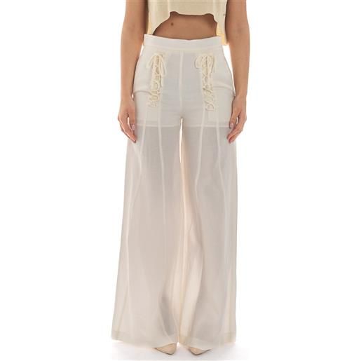 TWINSET pantalone TWINSET palazzo con intrecci, colore bianco
