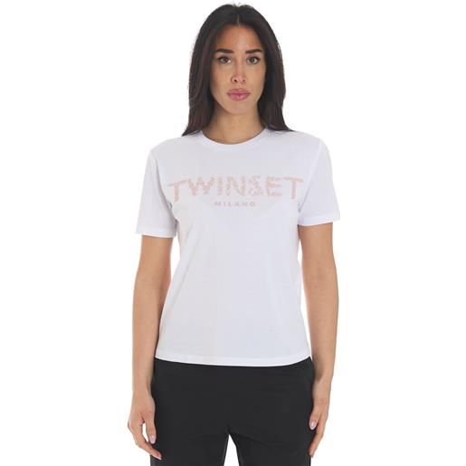 TWINSET t-shirt TWINSET con logo ricamato, colore bianco