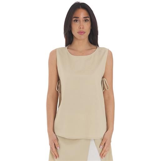 MARIA BELLENTANI canotta MARIA BELLENTANI con lacci nei lati - mirto, colore sabbia