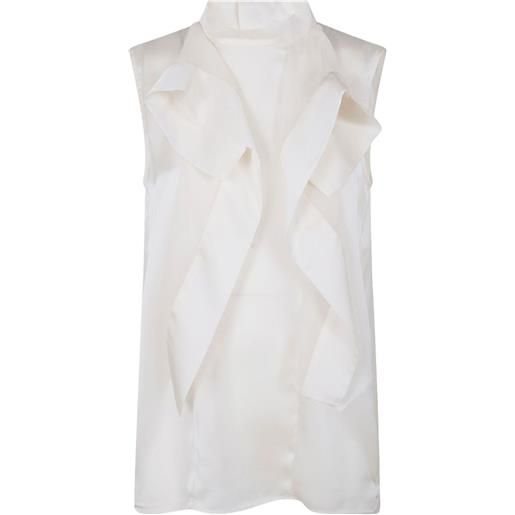sacai top smanicato con ruches - beige